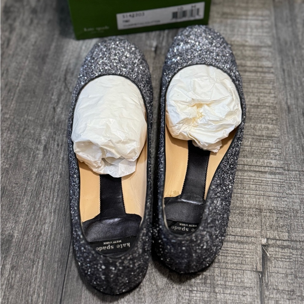 Kate spade gunmetal glitter flats